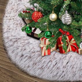 img 3 attached to 🎄 Joiedomi 48 Inch Brown Faux Fur Christmas Tree Skirt - Soft and Fluffy Tree Skirt for Christmas Tree Decorations