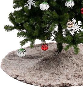 img 4 attached to 🎄 Joiedomi 48 Inch Brown Faux Fur Christmas Tree Skirt - Soft and Fluffy Tree Skirt for Christmas Tree Decorations