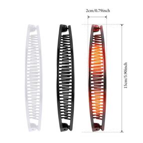 img 3 attached to 🎀 6-Piece Set of Chic Clincher Combs: Banana Clip Grip Comb, Fishtail Fish Hair Lady, & Ponytail Banana Clip Accessory for Girls, Women (Brown, White, Black)