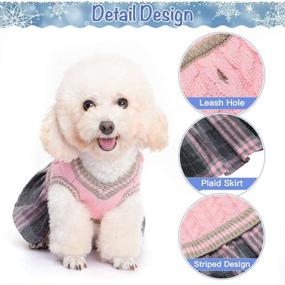 img 2 attached to 🐶 BINGPET Cute Dog Sweater Dress - Stylish and Cozy Pullover for Your Pet: Classic Plaid Pattern and Warm Knit Fabric for Fall Winter