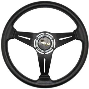 img 2 attached to JQTUNING 13.8” Racing Steering Wheel - 6 Bolts Vinyl Leather & Aluminum Grip with Horn Button - Car Accessory Including 2 Air Fresheners (Black)