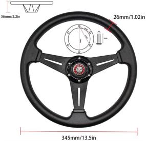 img 3 attached to JQTUNING 13.8” Racing Steering Wheel - 6 Bolts Vinyl Leather & Aluminum Grip with Horn Button - Car Accessory Including 2 Air Fresheners (Black)