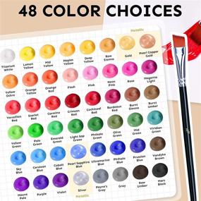 img 1 attached to 🎨 48-Color Acrylic Paint Set (2oz / 60ml) with 12 Brushes - Richly Pigmented, Premium Acrylic Paints for Canvas, Wood, Glass, Rock, Leather Painting - Art Craft Paint Supplies