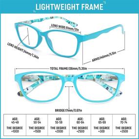 img 3 attached to 👓 Улучшите комфорт глаз с помощью Axot 5Pack очков для чтения: блокирование синего света, модные квадратные оправы для мужчин и женщин - антибликовые, УФ- и фильтр от лучей - очки