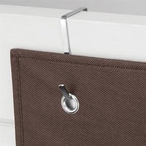 img 1 attached to 🗂️ mDesign Soft Fabric Wall Mount/Over Door Hanging Storage Organizer - 4 Large Cascading Pockets - Ideal for Office Supplies, Planners, File Folders, and Notebooks - Textured Print - Espresso Brown