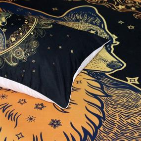 img 2 attached to 🐺 Золотое постельное белье Wolf Duvet Cover Bohemia: экзотический бохо-стиль комплекта для кровати в размере Twin с животным принтом на одеяле для взрослых и подростков