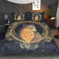 🐺 золотое постельное белье wolf duvet cover bohemia: экзотический бохо-стиль комплекта для кровати в размере twin с животным принтом на одеяле для взрослых и подростков логотип