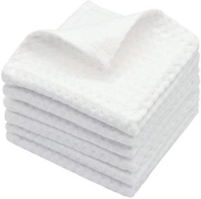 img 3 attached to 🧺 HFGBLG Cotton Dish Rags: Set of 6 Waffle Weave Kitchen Towels for Drying Dishes - White, 14 x 14 Inches
