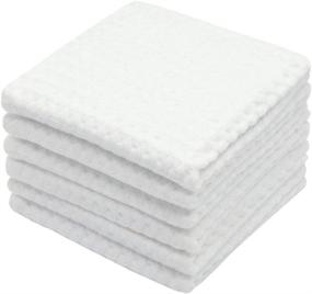 img 4 attached to 🧺 HFGBLG Cotton Dish Rags: Set of 6 Waffle Weave Kitchen Towels for Drying Dishes - White, 14 x 14 Inches