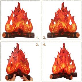 img 2 attached to 🔥 Eye-Catching 3D Decorative Cardboard Campfire Centerpiece: Artificial Fire Set with Fake Flame Paper Party Decorative Flame Torch (Red Orange, 6 Piece)