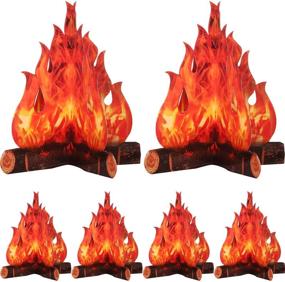 img 4 attached to 🔥 Eye-Catching 3D Decorative Cardboard Campfire Centerpiece: Artificial Fire Set with Fake Flame Paper Party Decorative Flame Torch (Red Orange, 6 Piece)