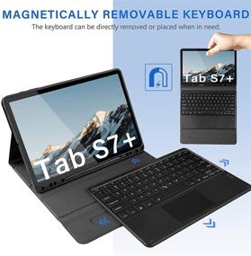 img 2 attached to 🔌 Enhanced Bluetooth Keyboard Case with Trackpad for Samsung Galaxy S7 Plus 12.4" 2020 - Backlit Keyboard & Mouse Pad Protective Cover for Samsung Tab S7 Plus, Black