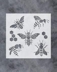 img 4 attached to GSS Designs Bee Honeycomb Stencil - Reusable Mylar Template for Painting Hives, Walls, Wood, Fabric, and Furniture - 12x12 Inch Hexagon Stencil for DIY Art Painting (SL-083)