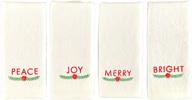 serafina home christmas finger tip towels: embroidered peace, joy, merry, bright - decorative white holiday towels logo