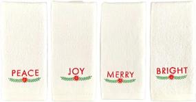 img 3 attached to Serafina Home Christmas Finger Tip Towels: Embroidered Peace, Joy, Merry, Bright - Decorative White Holiday Towels