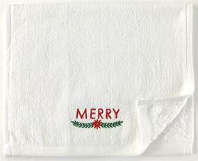 img 2 attached to Serafina Home Christmas Finger Tip Towels: Embroidered Peace, Joy, Merry, Bright - Decorative White Holiday Towels