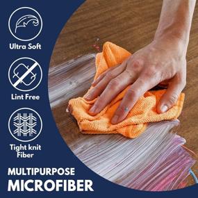 img 2 attached to 🧽 USANOOKS Microfiber Cleaning Cloth - Set of 4/6/8/10/12 (12x16 in) - High Performance, 1200 Washes, Ultra Absorbent Weave Traps Grime & Liquid, Streak-Free Mirror Shine, Lint Free Towel