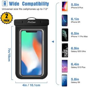 img 3 attached to 📱 ProCase 2 Pack Waterproof Phone Pouch – Universal Cellphone Dry Bag for iPhone 13 Pro Max 13 Mini 12 Pro Max 11 Pro Xs XR X 8 7 6S, Galaxy S20 S10 Pixel – Up to 7" – Black