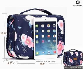 img 1 attached to 💧 Water-resistant Large Hanging Toiletry Bag for Women - Ideal for Travel, Makeup, Toiletries, Cosmetics, Brushes (Blue Flower)