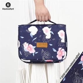 img 3 attached to 💧 Water-resistant Large Hanging Toiletry Bag for Women - Ideal for Travel, Makeup, Toiletries, Cosmetics, Brushes (Blue Flower)