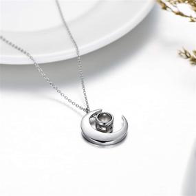 img 1 attached to 🌙 Soulmeet: SEO-optimized Sterling Silver Moon Necklace, "I Love You in 100 Languages" Projection Jewelry for Girlfriend, Wife, Mom, Daughter, Sister