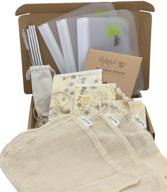 🌱 17-piece zero waste kit - eco-friendly gift set for home & kitchen with sustainable products for reducing waste. includes reusable products, food storage bags, beeswax wraps, mesh produce bags, and straws. logo