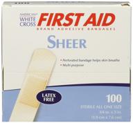 💊 american white cross 24509 adhesive bandages: sheer strips, 3/4" x 3" - box of 100: buy now логотип