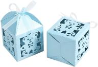 50-piece blue teddy bear favor gift boxes for boy baby shower decoration paper treat goodie bags candy boxes for first birthday, gender reveal, and kids party supplies logo