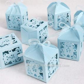 img 3 attached to 50-Piece Blue Teddy Bear Favor Gift Boxes for Boy Baby Shower Decoration Paper Treat Goodie Bags Candy Boxes for First Birthday, Gender Reveal, and Kids Party Supplies