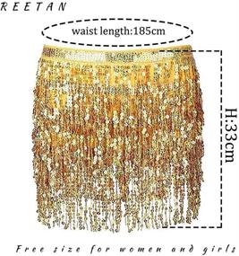 img 3 attached to REETAN Boho Belly Skirt: Sequin Rave Party Costume for Women and Girls with Tassel Fringe, Perfect for Dance Performances