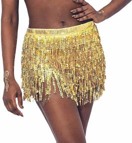 img 2 attached to REETAN Boho Belly Skirt: Sequin Rave Party Costume for Women and Girls with Tassel Fringe, Perfect for Dance Performances