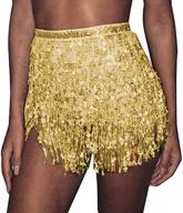 reetan boho belly skirt: sequin rave party costume for women and girls with tassel fringe, perfect for dance performances logo