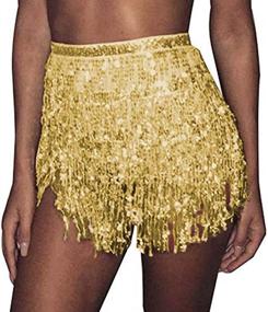 img 4 attached to REETAN Boho Belly Skirt: Sequin Rave Party Costume for Women and Girls with Tassel Fringe, Perfect for Dance Performances