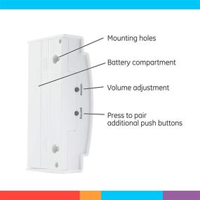 img 2 attached to 🔔 GE Wireless Doorbell Kit: Battery-Operated Receiver, 1 Push Button, 2 Melodies, 4 Volume Levels, 150 Ft Range, Mountable - White (19247)