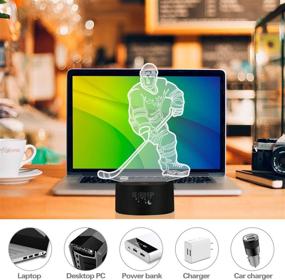 img 1 attached to 🏒 Hockey Night Light for Kids: 3D Optical Illusion Lamp with Smart Touch, 7 Color LED Lights – Perfect Bedroom Decor and Cool Gifts for Boys and Girls (Ages 2-10+)