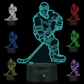 img 3 attached to 🏒 Hockey Night Light for Kids: 3D Optical Illusion Lamp with Smart Touch, 7 Color LED Lights – Perfect Bedroom Decor and Cool Gifts for Boys and Girls (Ages 2-10+)