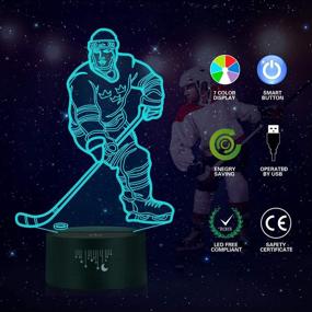 img 2 attached to 🏒 Hockey Night Light for Kids: 3D Optical Illusion Lamp with Smart Touch, 7 Color LED Lights – Perfect Bedroom Decor and Cool Gifts for Boys and Girls (Ages 2-10+)