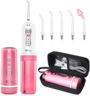 🚿 cordless water flosser: portable oral irrigator rechargeable for travel - teeth cleaner with case, 4 modes, 5 jet tips, ipx7 waterproof logo