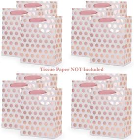 img 1 attached to 🎁 Pack of 12 Metallic Rose Gold Gift Bags with Handles and Name Tags – Medium 9 Inch, Durable, Modern Cute Minimalist Pink Polka Dots Paper Bags for Wedding Thank You Gifts, Mother's Day, Anniversary, Holidays – Perfect for Wrapping Presents, Baby Showers, Birthday Parties, Favors, and Retail Packing