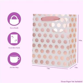 img 2 attached to 🎁 Pack of 12 Metallic Rose Gold Gift Bags with Handles and Name Tags – Medium 9 Inch, Durable, Modern Cute Minimalist Pink Polka Dots Paper Bags for Wedding Thank You Gifts, Mother's Day, Anniversary, Holidays – Perfect for Wrapping Presents, Baby Showers, Birthday Parties, Favors, and Retail Packing