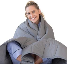 img 4 attached to 🛏️ Luna Adult Weighted Blanket – 12 lbs – 48x72 – Twin/Full Size Bed – 100% Oeko-Tex Cooling Cotton & Glass Beads – USA Designed – Heavy Cool Weight – Dark Grey – Individual Use