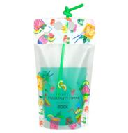 🥤 laslu zipper clear stand-up pouches bags with plastic straw - 100 pack, 8mil heavy duty hand-held drinking bags for 400ml fruits logo