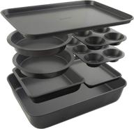 🍪 elbee home 8-piece nonstick aluminized steel baking set: space-saving roasting, cookie, cake, muffin, and baking pans logo