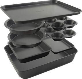 img 4 attached to 🍪 Elbee Home 8-Piece Nonstick Aluminized Steel Baking Set: Space-Saving Roasting, Cookie, Cake, Muffin, and Baking Pans