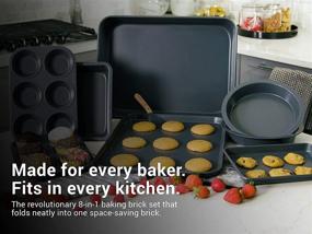 img 1 attached to 🍪 Elbee Home 8-Piece Nonstick Aluminized Steel Baking Set: Space-Saving Roasting, Cookie, Cake, Muffin, and Baking Pans