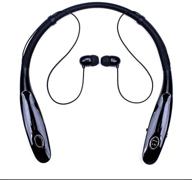 long-lasting 14hr bluetooth headphones, wireless neckband earphones for truck drivers, v4.2 noise cancelling earbuds with microphone, magnetic design, compatible with all bluetooth devices (black) logo