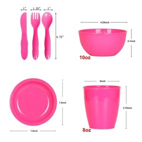 img 3 attached to 🍽️ Youngever 54 pcs Plastic Kids Dinnerware Set - 9 Gorgeous Peach Colors, Toddler Dining Set, Cups, Plates, Bowls, Flatware - Perfect Kids Dishes Set