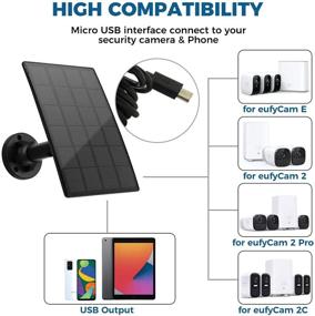 img 3 attached to ⚡️ WIYA Solar Panel - Compatible with EufyCam, IP65 Waterproof, 10ft Charging Cable with Micro USB Port, Enables Continuous Power Supply for Wireless Security Camera (No Camera)