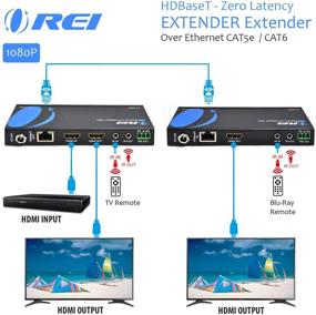 img 1 attached to 🔌 OREI EX-500IR: High-Performance HDMI Extender over Cat5e/6 Ethernet LAN Cable - Up to 500 Feet - Advanced Features: IR, HDMI Loop-out, RS-232, PoC, HDMI Balun