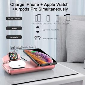 img 2 attached to Rose Gold Wireless Charging Station for Apple Watch, iPhone & AirPods Pro - Compatible with iPhone 12/11/XR/XS Max/Xs/X/8, iWatch 5/4/3/2/1 (Apple Watch Magnetic Charger Not Included)